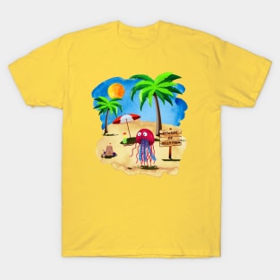 Jelly Fish Eating Icecream At The Beach T-Shirt